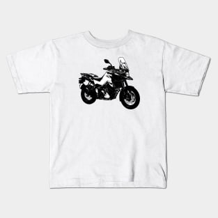 V Strom 1050XT Bike Black and White Kids T-Shirt